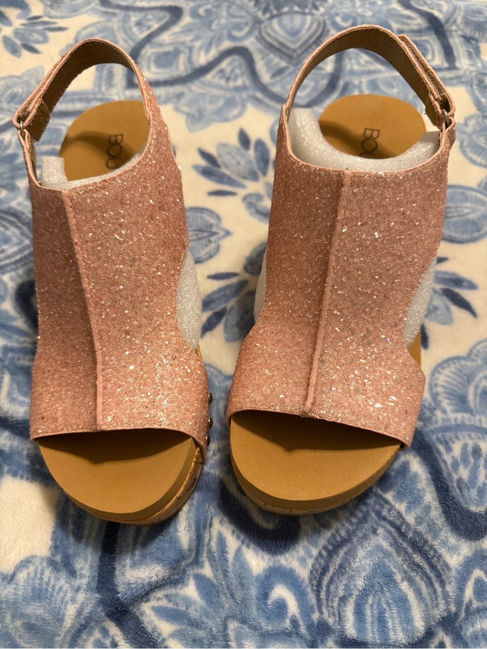 Corkys Rose Pink Glitter Open-Toe Slingback Sandals size 8 NWOT